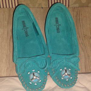 Turquoise moccasins
